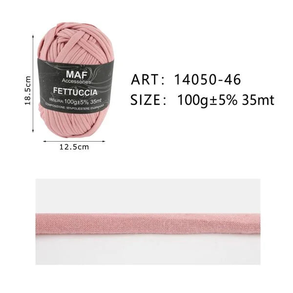 Gomitolo fettuccia rosa antico 100g in tessuto elastico per borse e cestini fai da te - SUNTIMEMODA