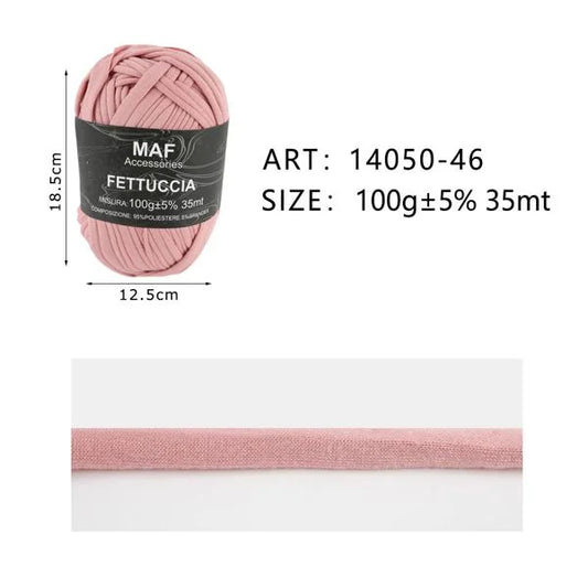 Gomitolo fettuccia rosa antico 100g in tessuto elastico per borse e cestini fai da te - SUNTIMEMODA