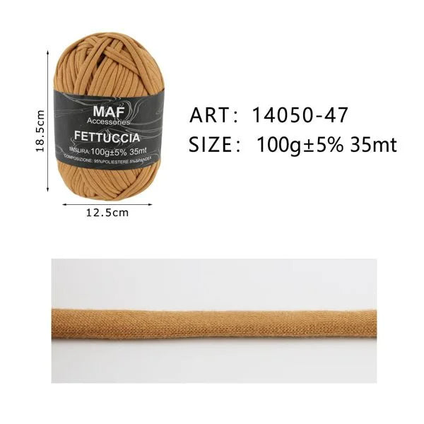 Bobina piccola di fettuccia elastica color cammello 100g per uncinetto e accessori moda - SUNTIMEMODA