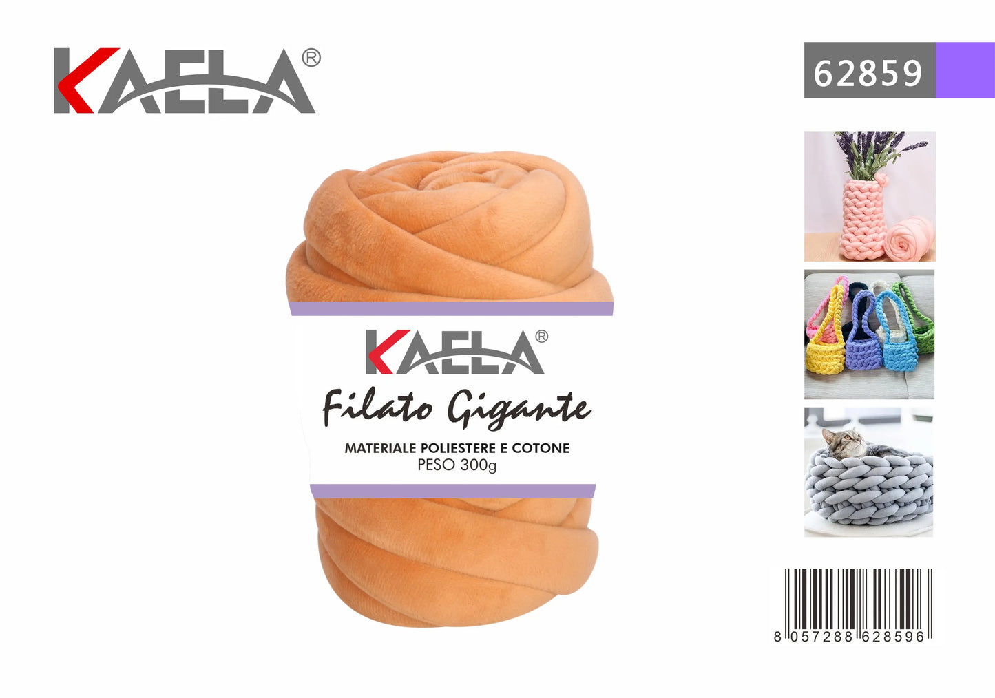 Gomitolo di filato gigante 300g in poliestere beige-khaki per creare borse fatte a mano - Suntime Moda