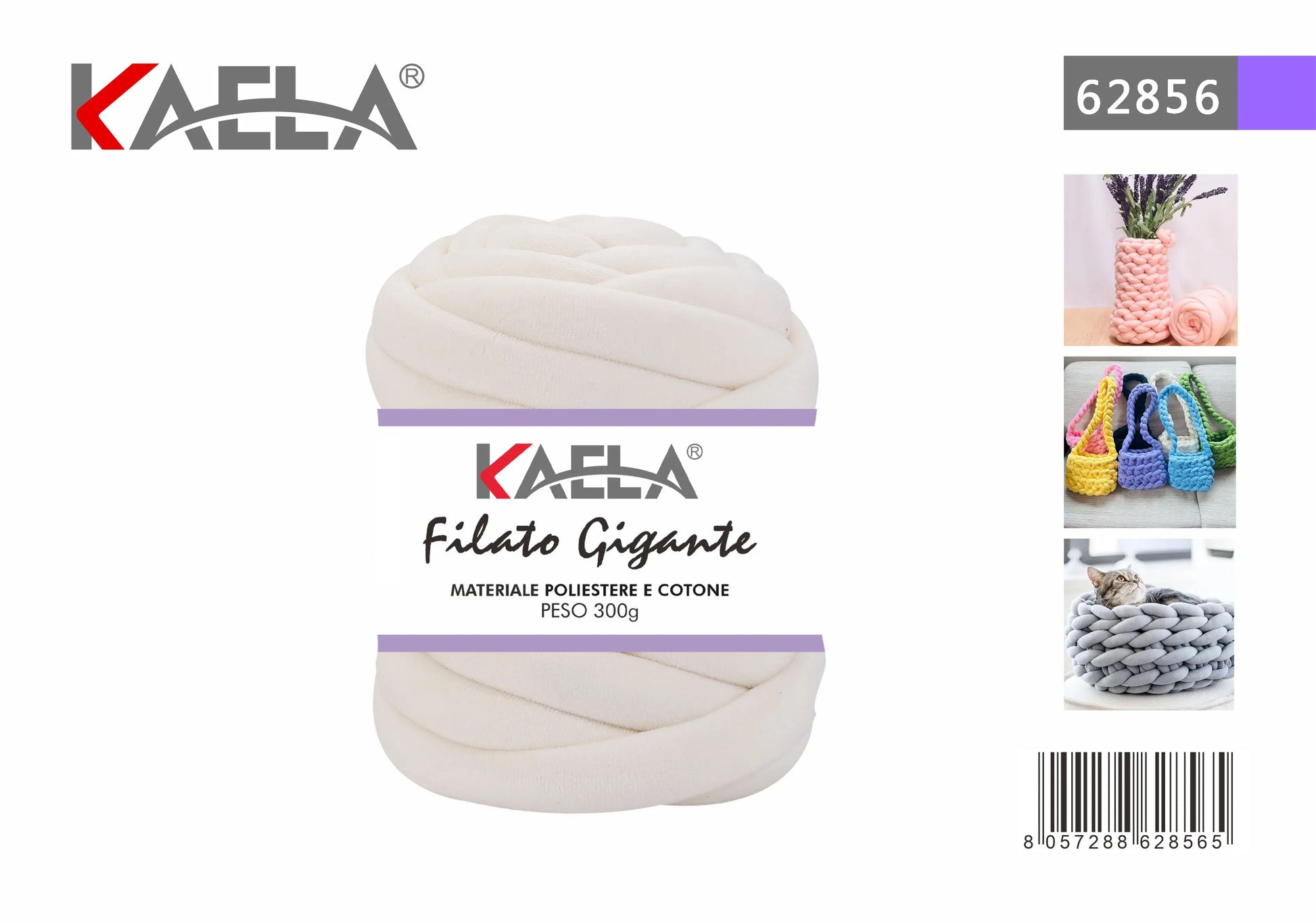 Gomitolo di filato gigante 300g in poliestere beige per creare borse fatte a mano - Suntime Moda