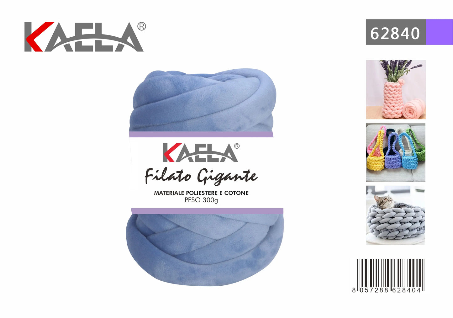 Gomitolo di filato gigante 300g in poliestere blu-chiaro per creare borse fatte a mano - Suntime Moda