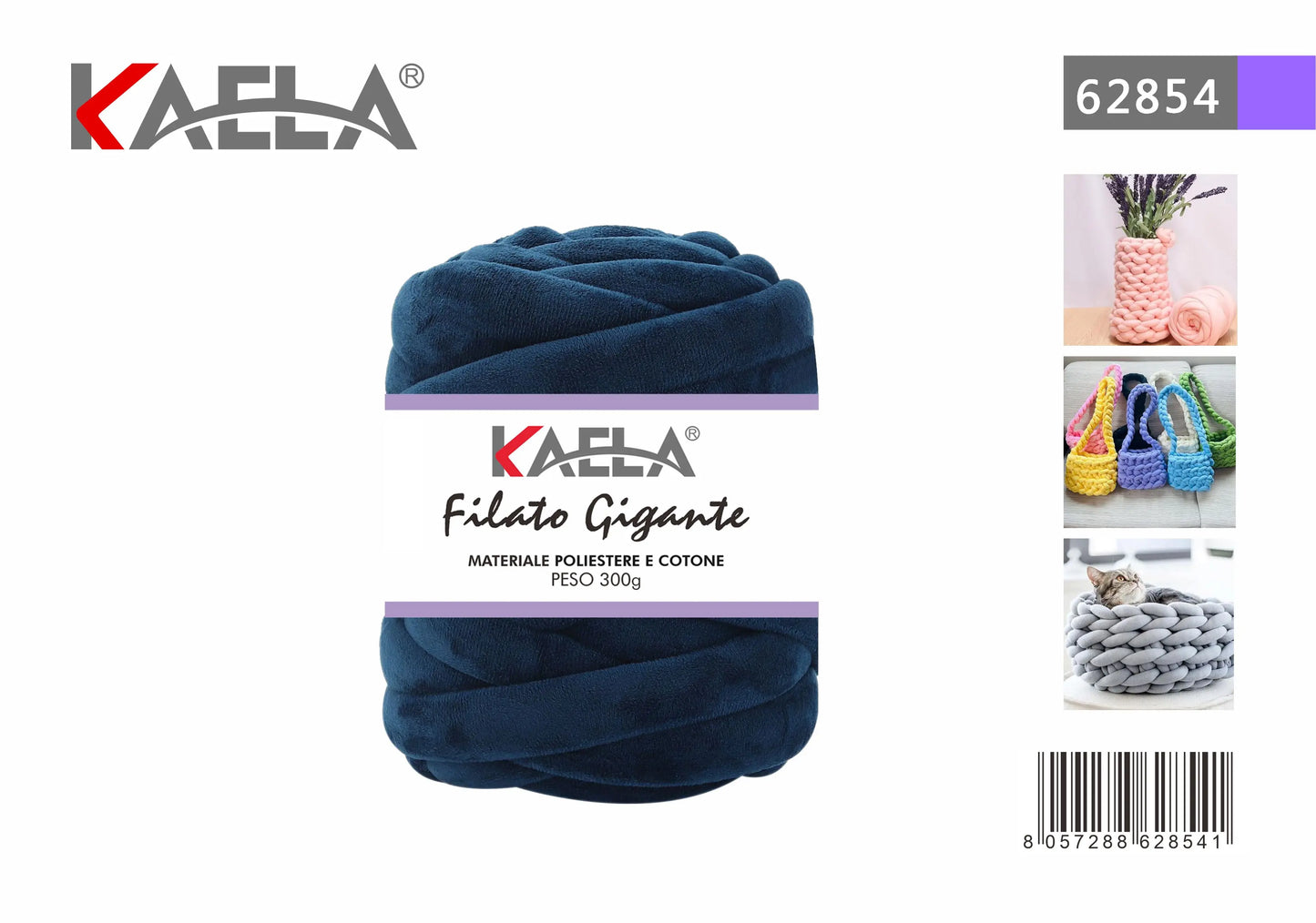 Gomitolo di filato gigante 300g in poliestere blu-marino per creare borse fatte a mano - Suntime Moda