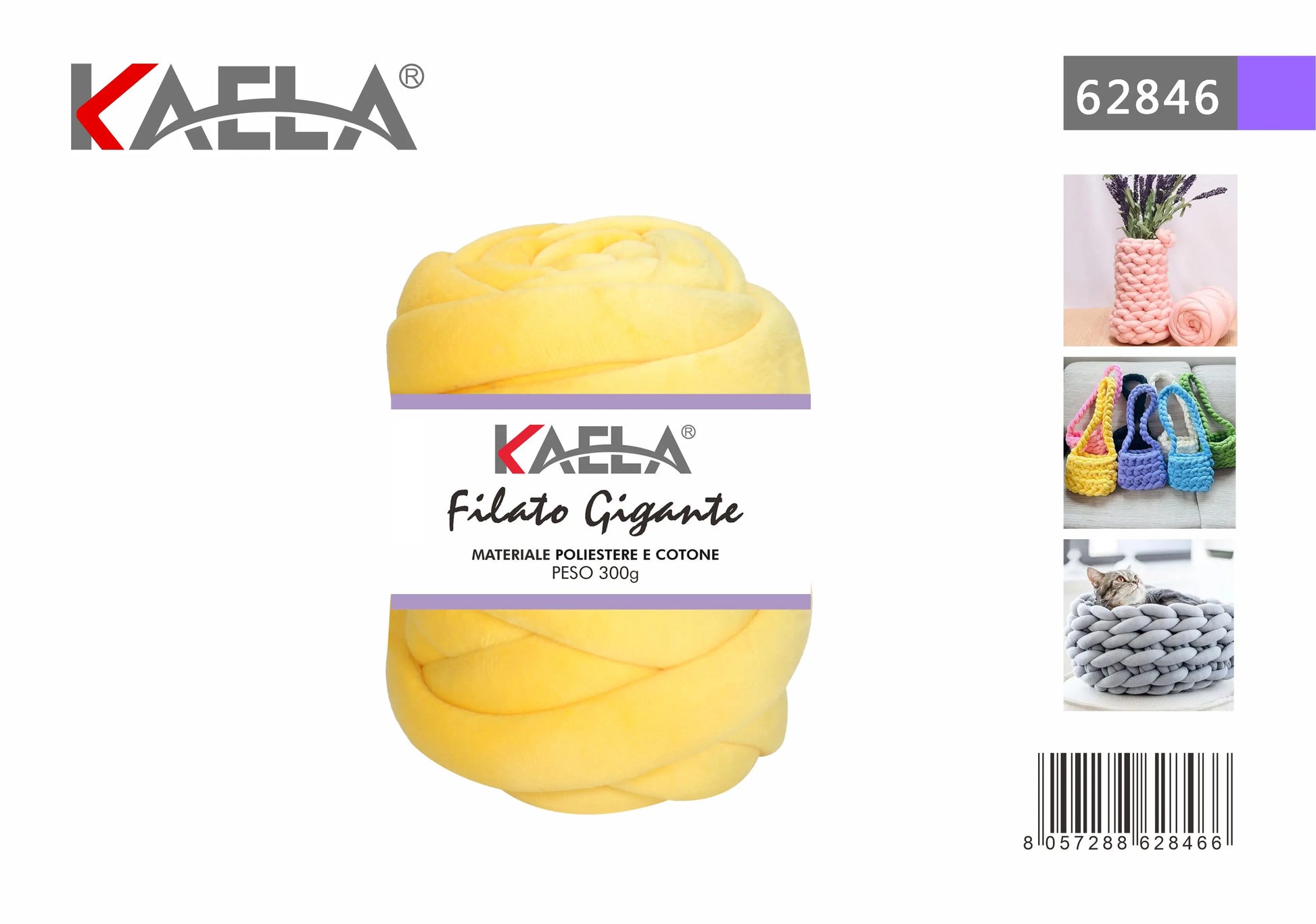 Gomitolo di filato gigante 300g in poliestere giallo-limone per creare borse fatte a mano - Suntime Moda