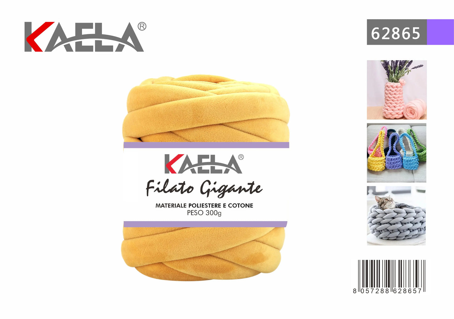 Gomitolo di filato gigante 300g in poliestere giallo-scuro per creare borse fatte a mano - Suntime Moda