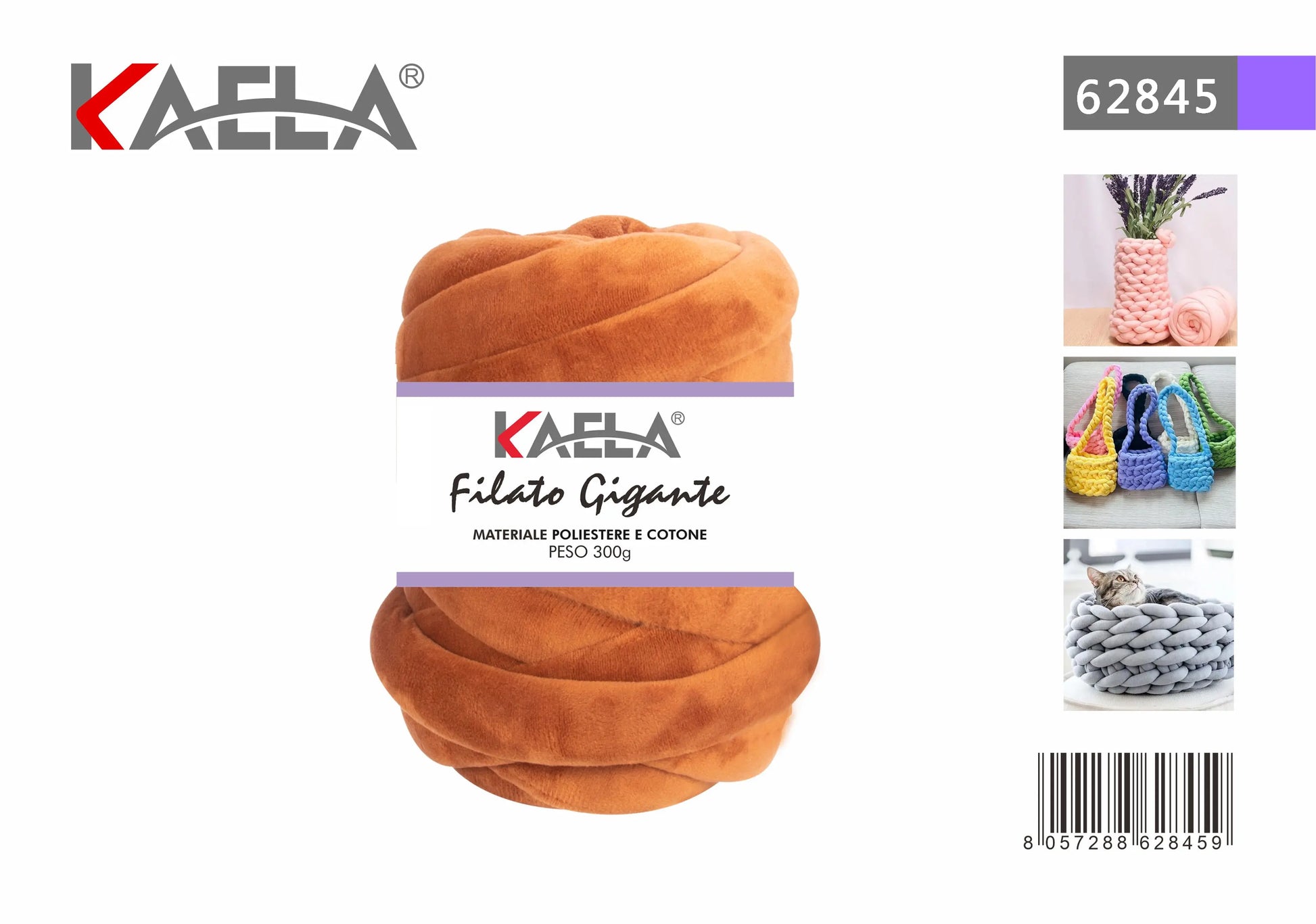 Gomitolo di filato gigante 300g in poliestere marroncino per creare borse fatte a mano - Suntime Moda