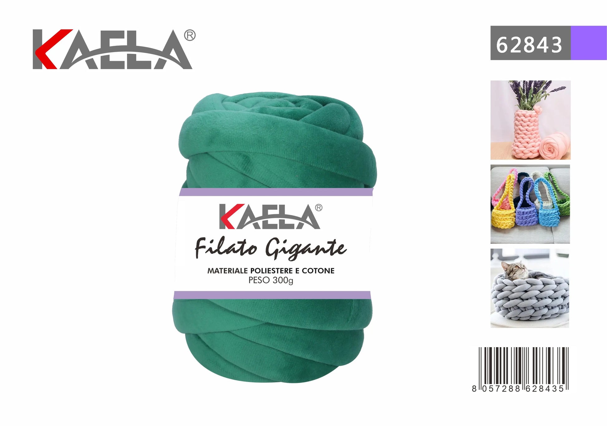 Gomitolo di filato gigante 300g in poliestere natale-verde per creare borse fatte a mano - Suntime Moda
