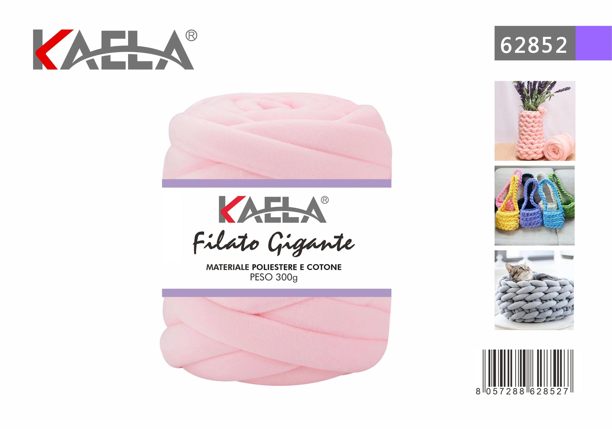 Gomitolo di filato gigante 300g in poliestere rosa-chiaro per creare borse fatte a mano - Suntime Moda