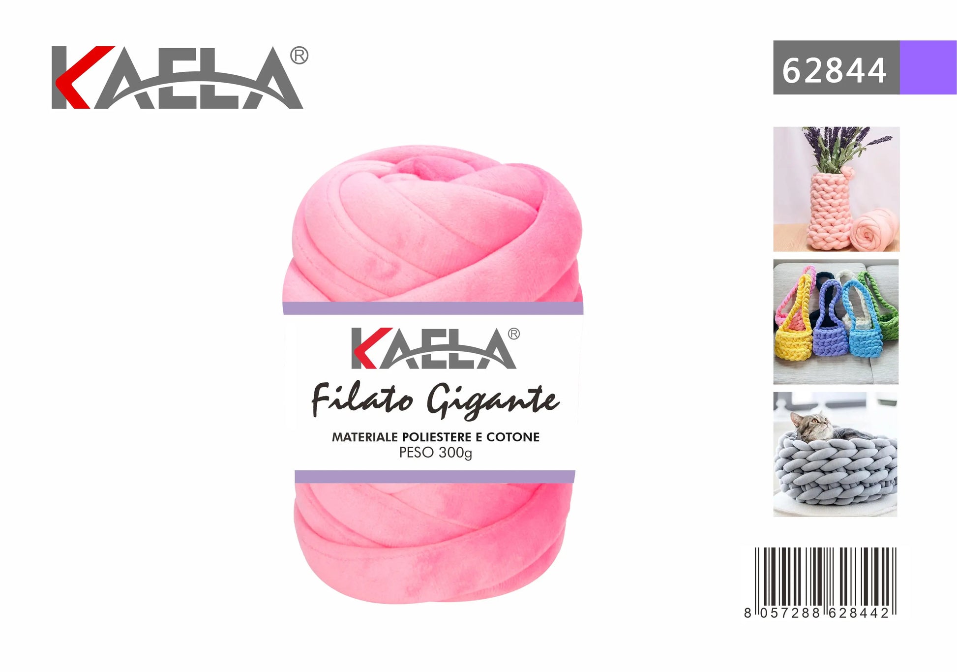 Gomitolo di filato gigante 300g in poliestere rosa per creare borse fatte a mano - Suntime Moda