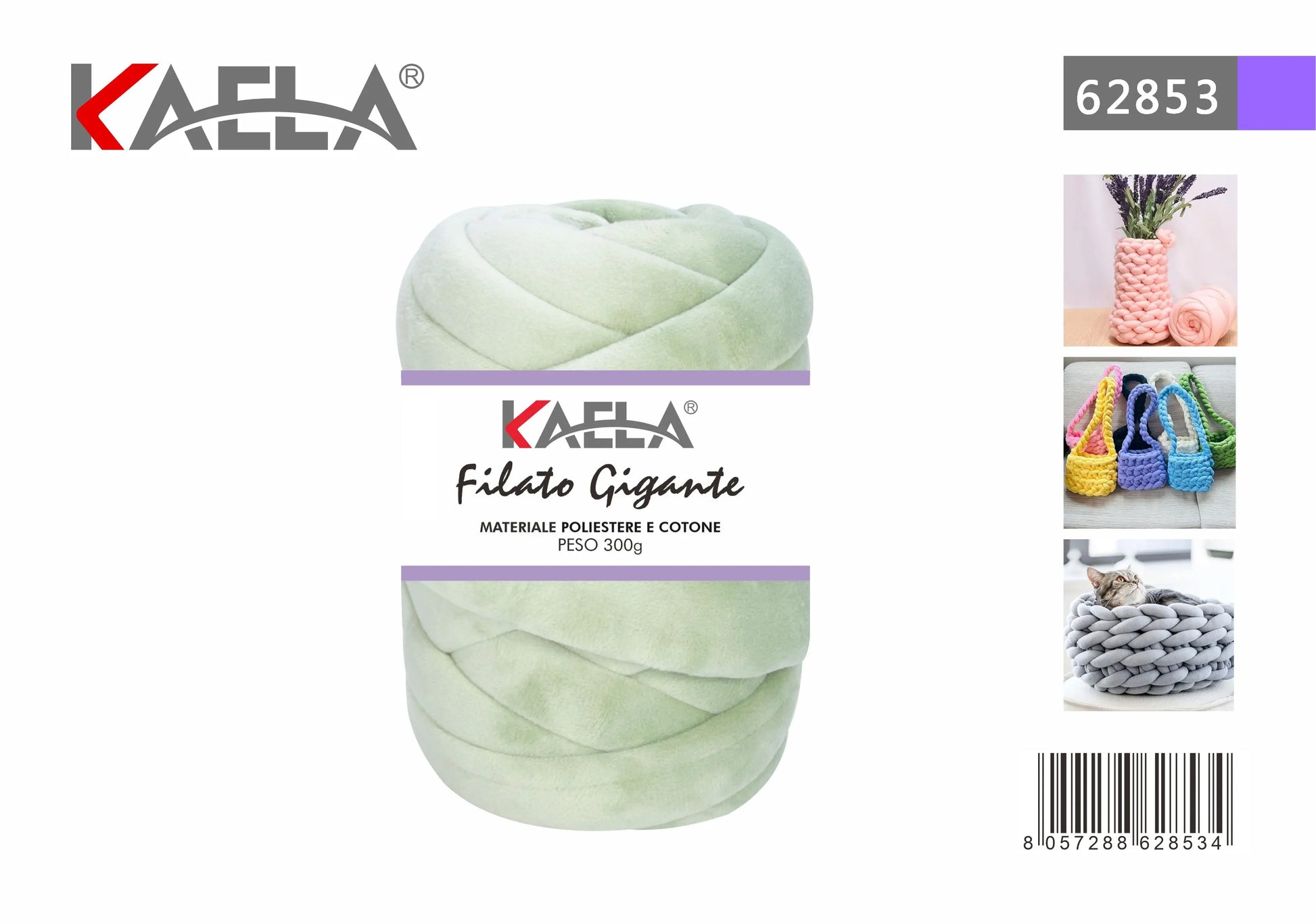 Gomitolo di filato gigante 300g in poliestere verde-lime per creare borse fatte a mano - Suntime Moda