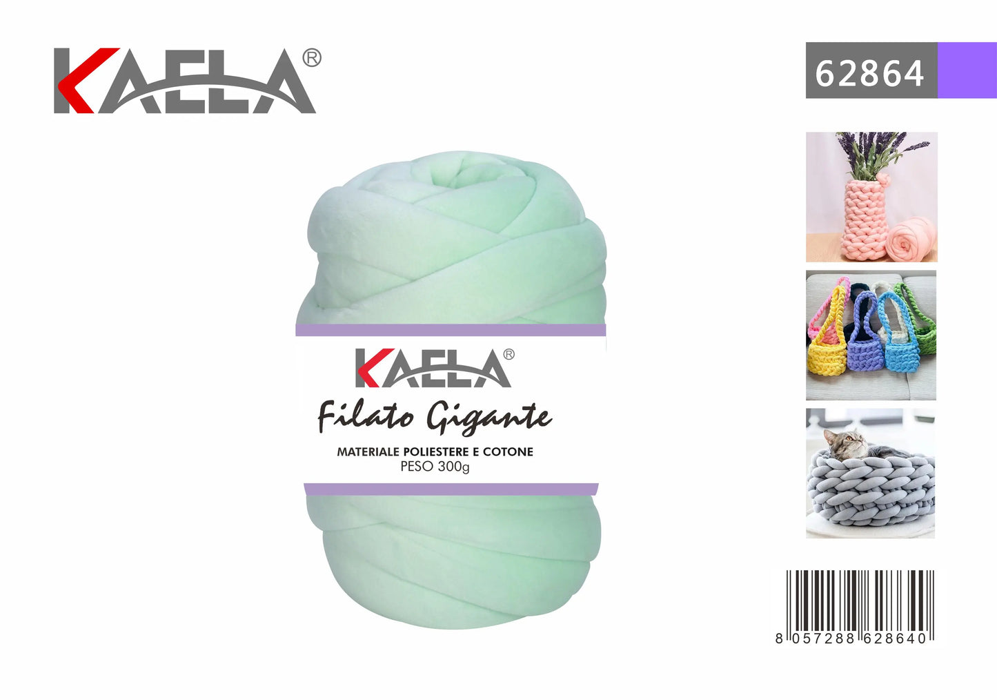 Gomitolo di filato gigante 300g in poliestere verde-smeraldo per creare borse fatte a mano - Suntime Moda