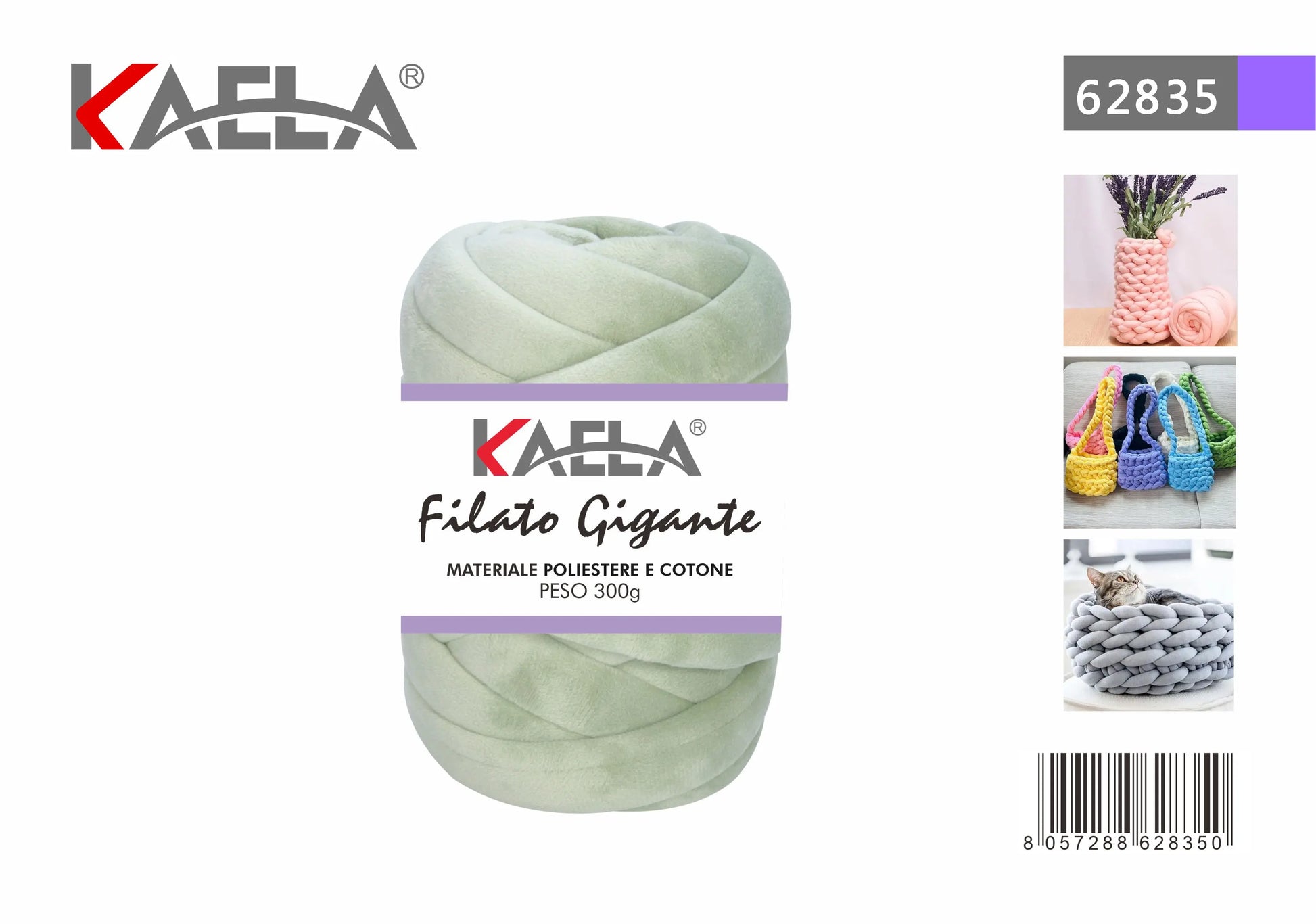 Gomitolo di filato gigante 300g in poliestere verde per creare borse fatte a mano - Suntime Moda