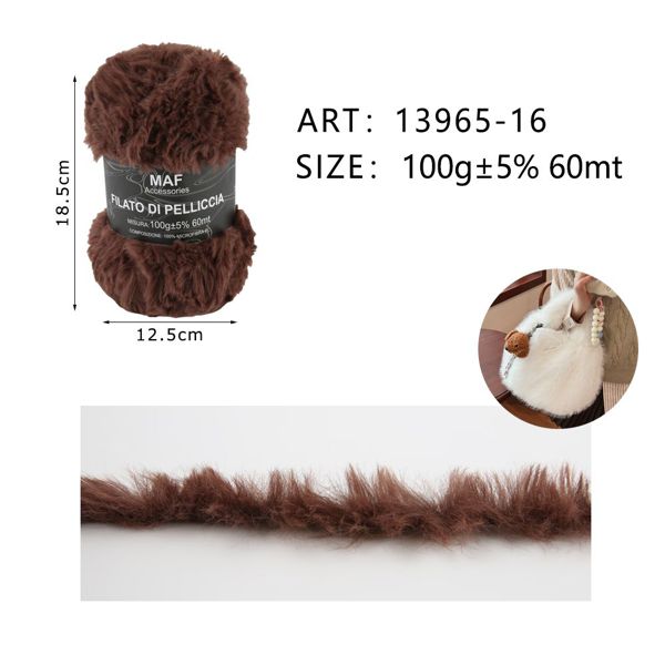 Gomitolo di filato effetto pelliccia marrone MAF Accessories da 100g per borse peluche fai-da-te, articolo 13965-16 - SUNTIMEMODA