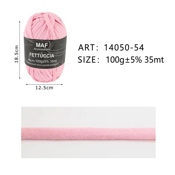 Fettuccia rosa intenso in poliestere e spandex 100g per piccoli lavori a maglia - SUNTIMEMODA