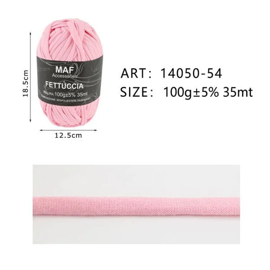 Fettuccia rosa intenso in poliestere e spandex 100g per piccoli lavori a maglia - SUNTIMEMODA