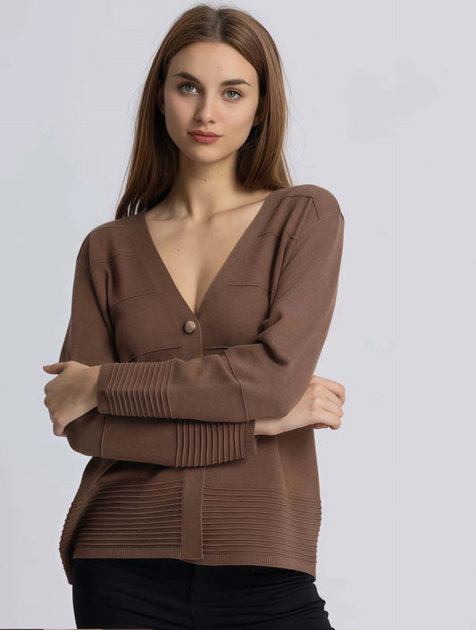 giacca con scollo a V "OVERSIZE" MARRONE - SUNTIMEMODA