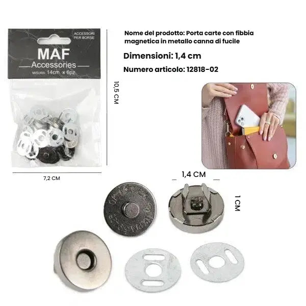 Chiusure magnetiche colore canna di fucile scuro per borse in pelle e tessuto - SUNTIMEMODA