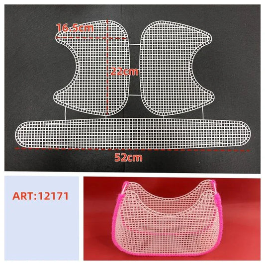Set 3 pezzi rete plastica canvas per borsa hobo art 12171: due pannelli laterali curvi e una fascia fondo - SUNTIMEMODA