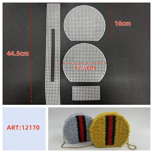 Set 4 pezzi rete plastica canvas per borsa rotonda art 12170: pannelli circolari e fasce laterali - SUNTIMEMODA