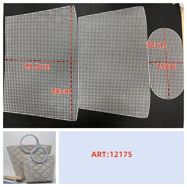 Set 3 pannelli rete plastica grande (Art 12175) con fondo ovale 30cm e lati trapezoidali per borsa fai da te - SUNTIMEMODA