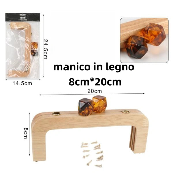 manico in legno BEIGE CON TRASPARENTE 8cm*20cm - SUNTIMEMODA