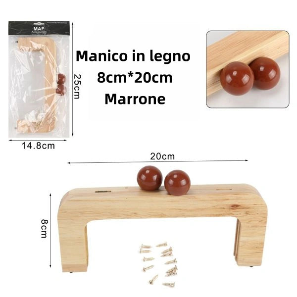manico in legno BEIGE CON MARRONE 8cm*20cm - SUNTIMEMODA