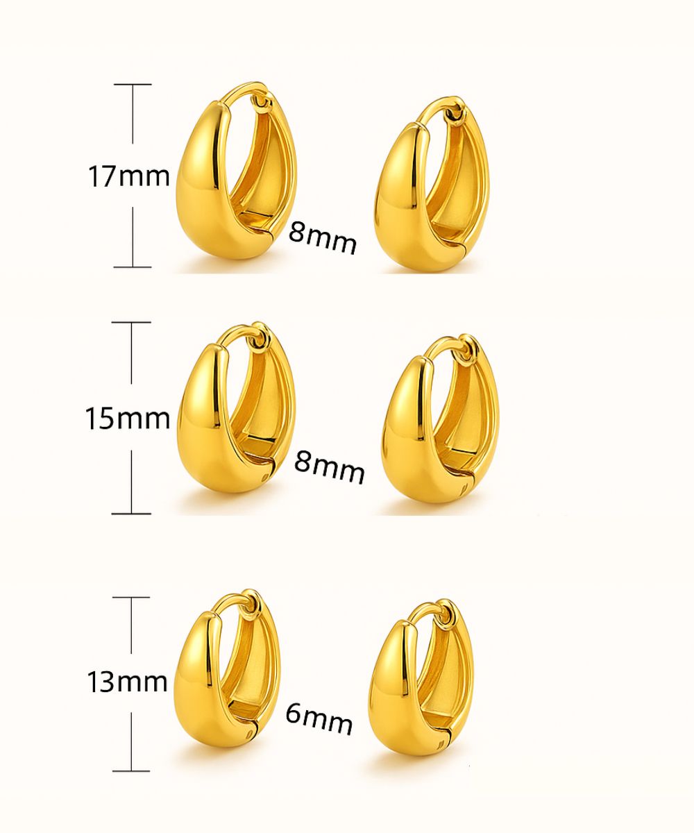 Modella che indossa gli orecchini Oval abbinati a un look casual chic per un tocco di luce quotidiano - Suntime Moda