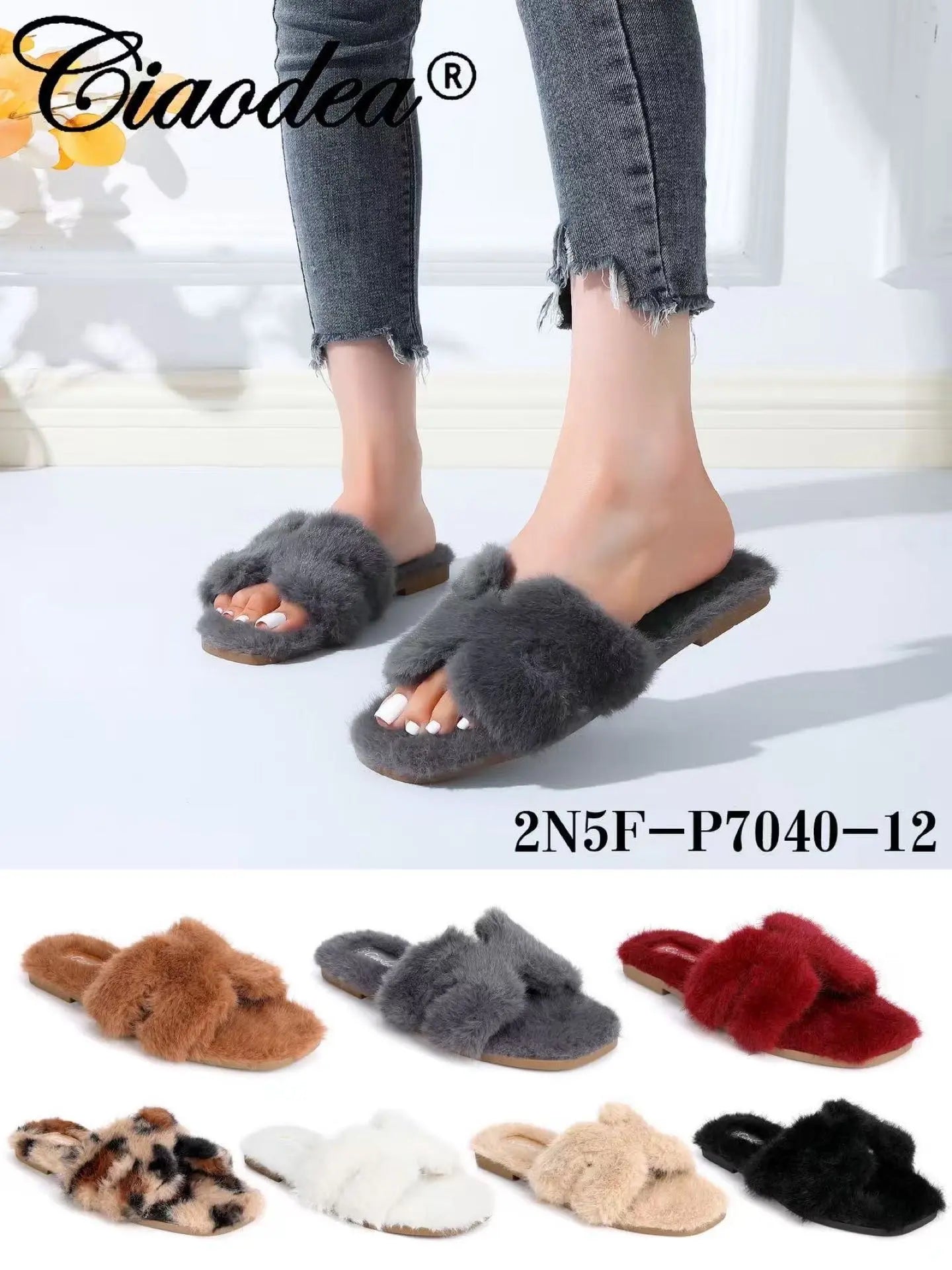 pantofole di pelliccia nero -  SUNTIMEMODA