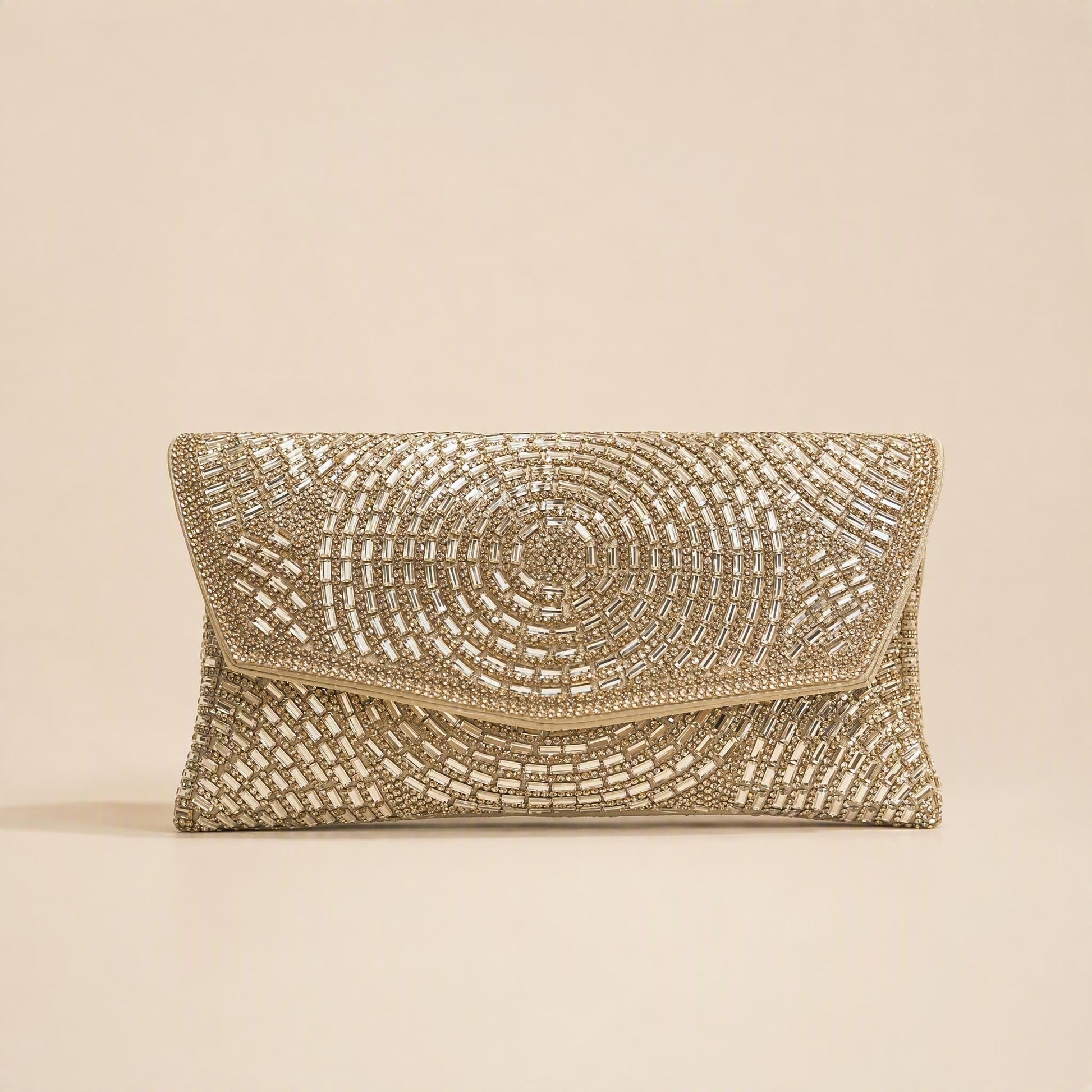 Pochette da sera a busta dorata con perline scintillanti - SUNTIMEMODA