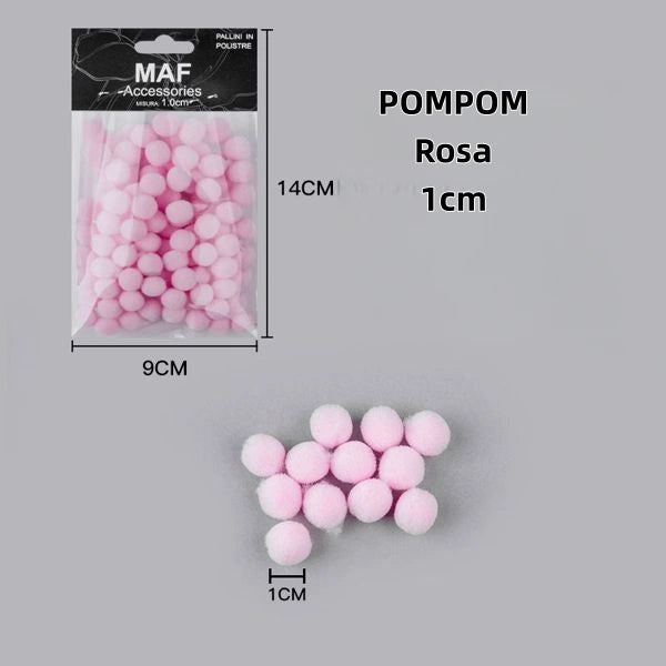 pompom rosa 1cm - SUNTIMEMODA