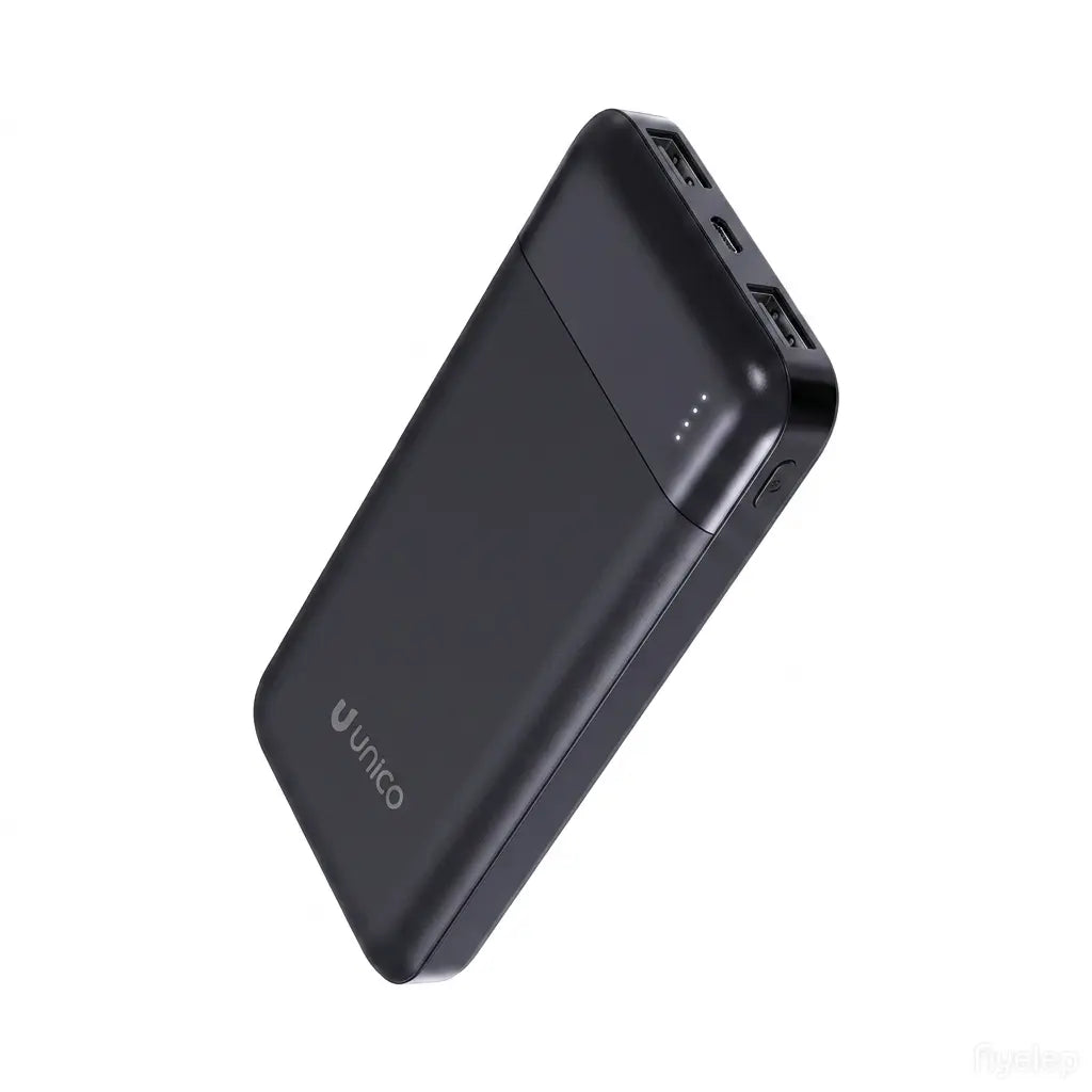 Power bank nero da 10000mAh con doppie porte USB e 4 indicatori LED per la batteria - SUNTIMEMODA