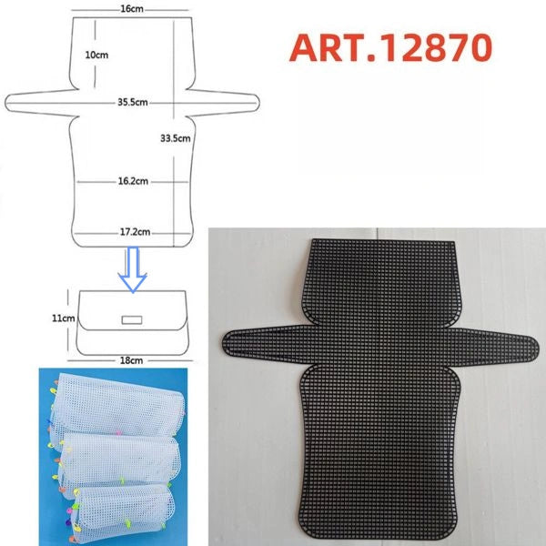Pannello rete canvas plastica pretagliata misura piccola 18x11cm per pochette fai da te art. 12870 - SUNTIMEMODA