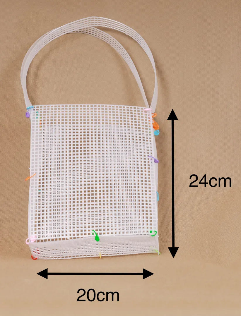 Rete in plastica per borse con manico integrato, misura 20 x 24 cm - SUNTIMEMDOA
