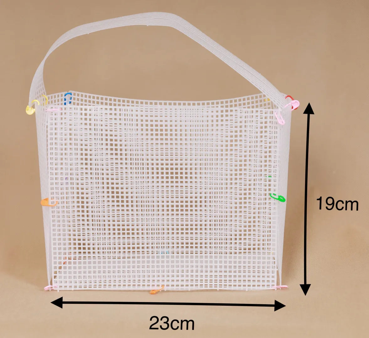 Rete in plastica per borse fai-da-te con manico integrato, misura 23 x 19 cm - SUNTIMEMDOA