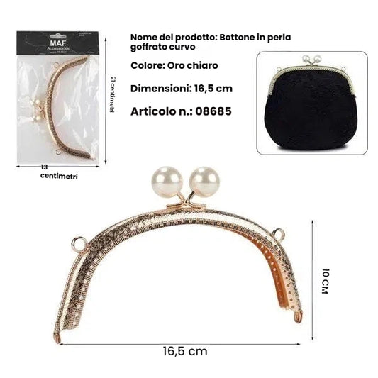 Chiusura per borsa clic clac media 16.5 cm oro con decorazione goffrata - SUNTIMEMODA