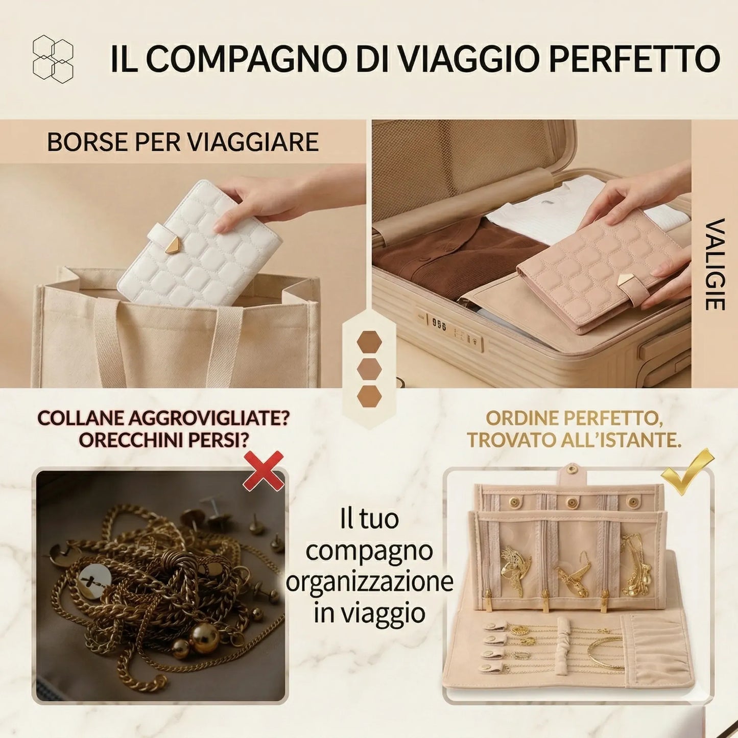 Portagioie da Viaggio a Libro in Ecopelle | Custodia Protettiva con Fogli Rimovibili