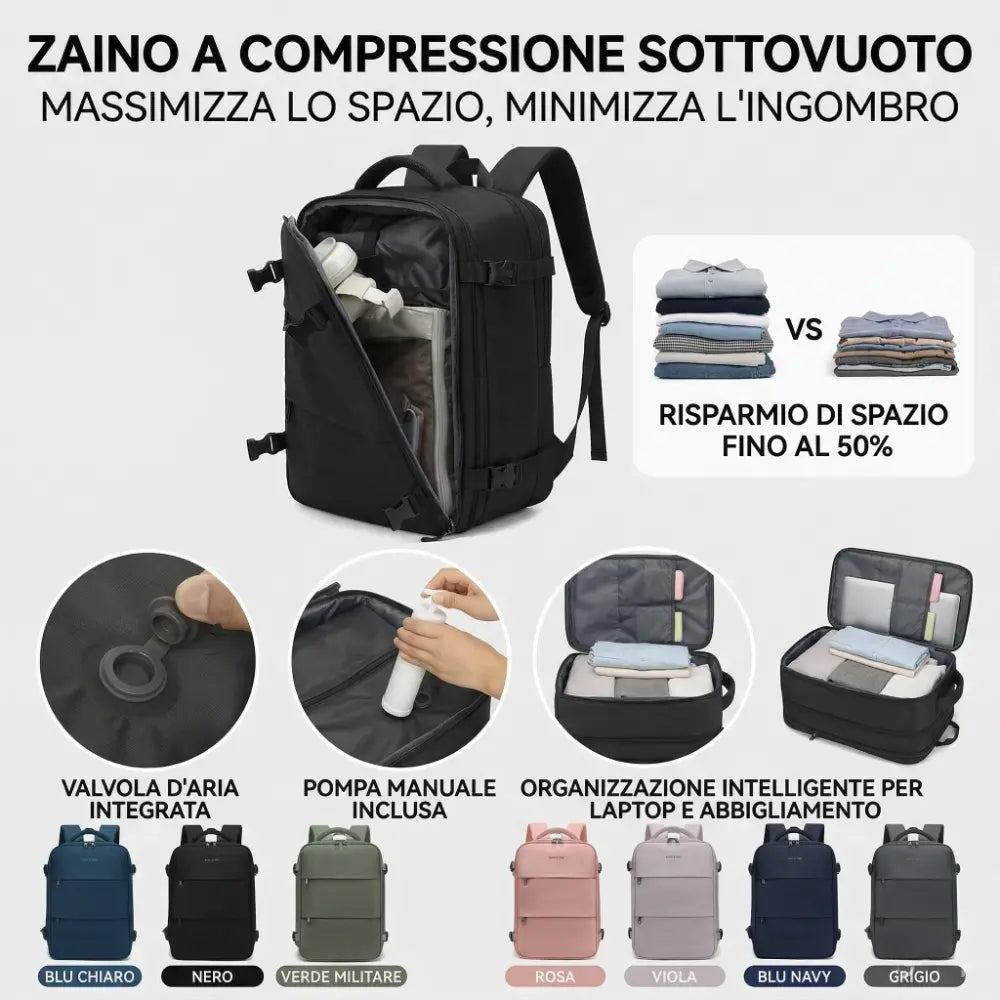 Zaino a compressione sottovuoto nero - SUNTIMEMODA