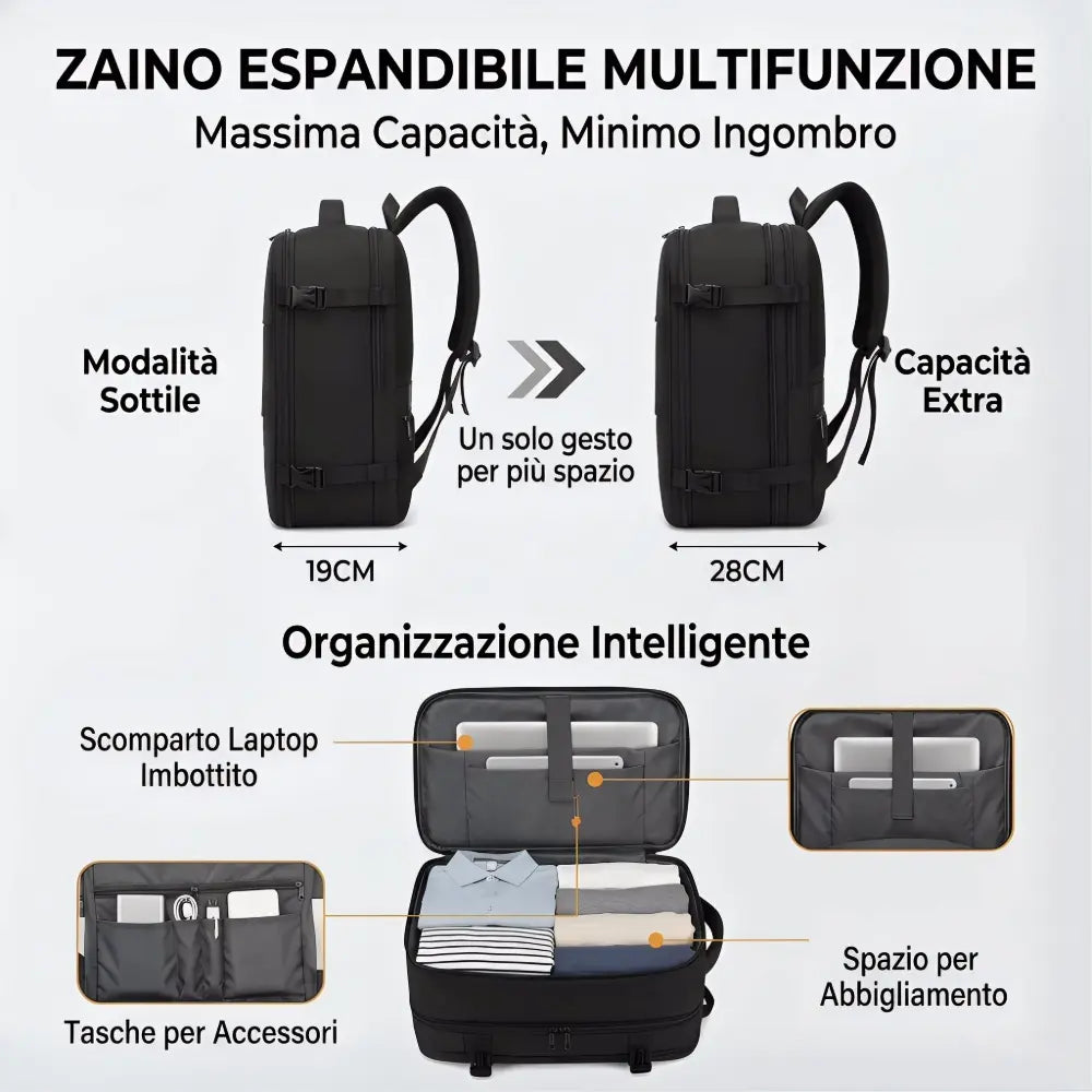Zaino a compressione sottovuoto nero - SUNTIMEMODA